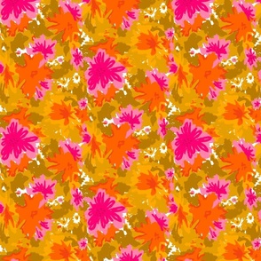 60s retro floral painterly abstract bright