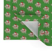 Santa Hippo Green Background Small Scale