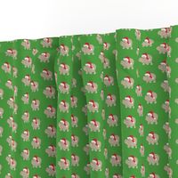 Santa Hippo Green Background Small Scale