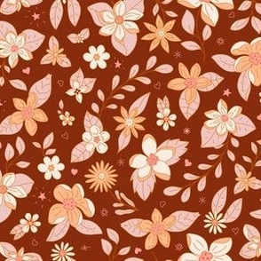 Bohemian floral maroon 8x6"