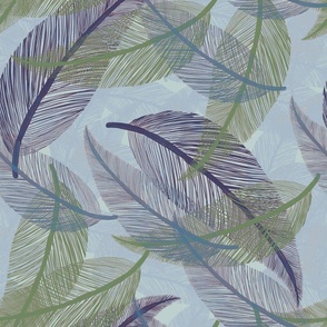 Coastal Chic - Feather Blender - Tidewater Blue with Blue Grey_ Classic Navy_ Admiral Blue and Seaweed Green