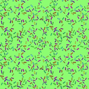 Rainbow Sprinkles Dashes /medium Green
