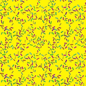 Rainbow Sprinkles Dashes / medium yellow