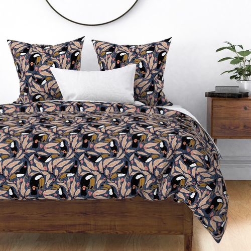 Tropical Toucan Symphony Hero Pattern - Exotic Bird and Foliage Textile Design