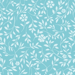 light blue and ice blue vine leaf pattern