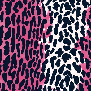 cheetah faux fur in Black White and pink - Large scale