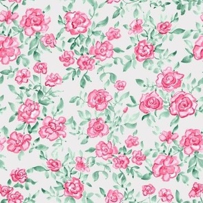 (x-small) Summer Pretty Pink Roses on Grey