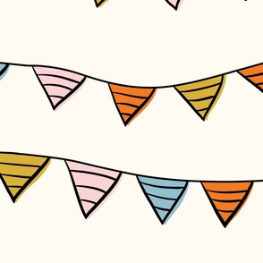 Bunting  Garland V1 - Colorful Celebration Party Decor in Stripes or Birthday Party - Large