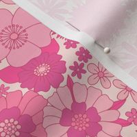 retro vintage floral large wallpaper faded pink by Pippa Shaw