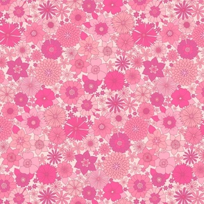retro vintage floral large wallpaper faded pink by Pippa Shaw