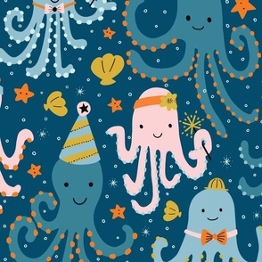 Octopus Party V1 - Under the Sea Underwater Ocean Animal Birthday Party Celebration Party Hats and Balloons - Large