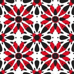 Bold black and red spiky stars