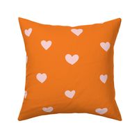 Heart Doodles V1 - Fun Joyful Bright Orange with Pink Red Hearts for Kids Decor - Large