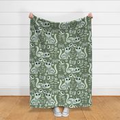 cats garden Pantone Mega Matter green large scale