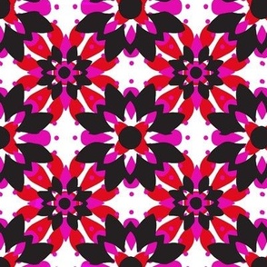 Bold pink and red graphic spiky stars