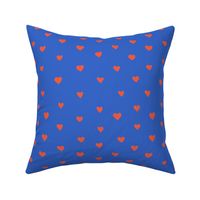 Heart Doodles V2 - Fun Joyful Bright Blue with Red Orange Hearts for Kids Decor - Medium
