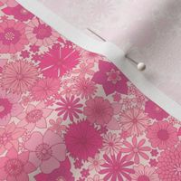 retro vintage floral small scale faded pink by Pippa Shaw