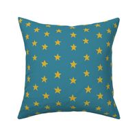 Stars Doodle V1 - Gold Teal Blue Shining Sparkling Stars Childrens Decor - Medium