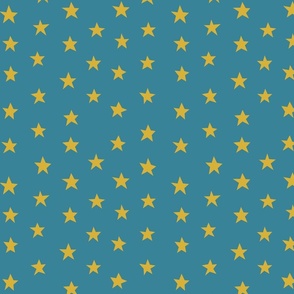 Stars Doodle V1 - Gold Teal Blue Shining Sparkling Stars Childrens Decor - Medium