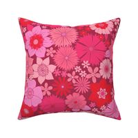 retro vintage floral jumbo wallpaper pink red by Pippa Shaw