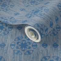 floral ikat blue and grey