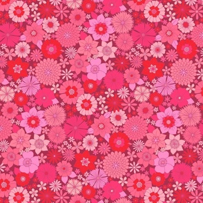 retro vintage floral large wallpaper pink red by Pippa Shaw