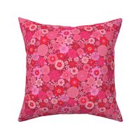 retro vintage floral medium scale pink red by Pippa Shaw