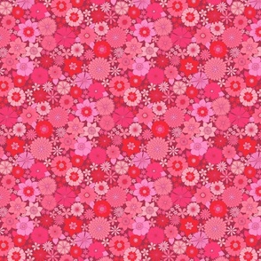 retro vintage floral medium scale pink red by Pippa Shaw