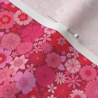 retro vintage floral small scale pink red by Pippa Shaw