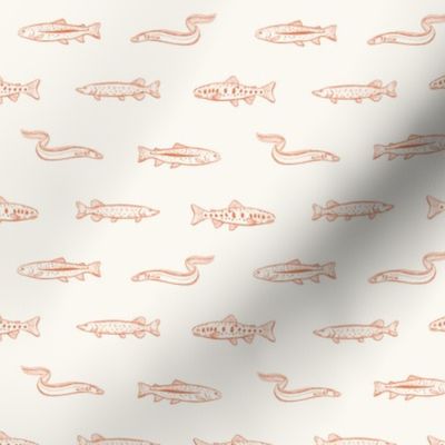 Freshwater Fishes: Salmon, Trouts and Pikes Retro - “Lake Life” Collection #P230502