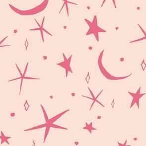Pink stars and moon 