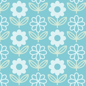 Cute floral mint blue pattern