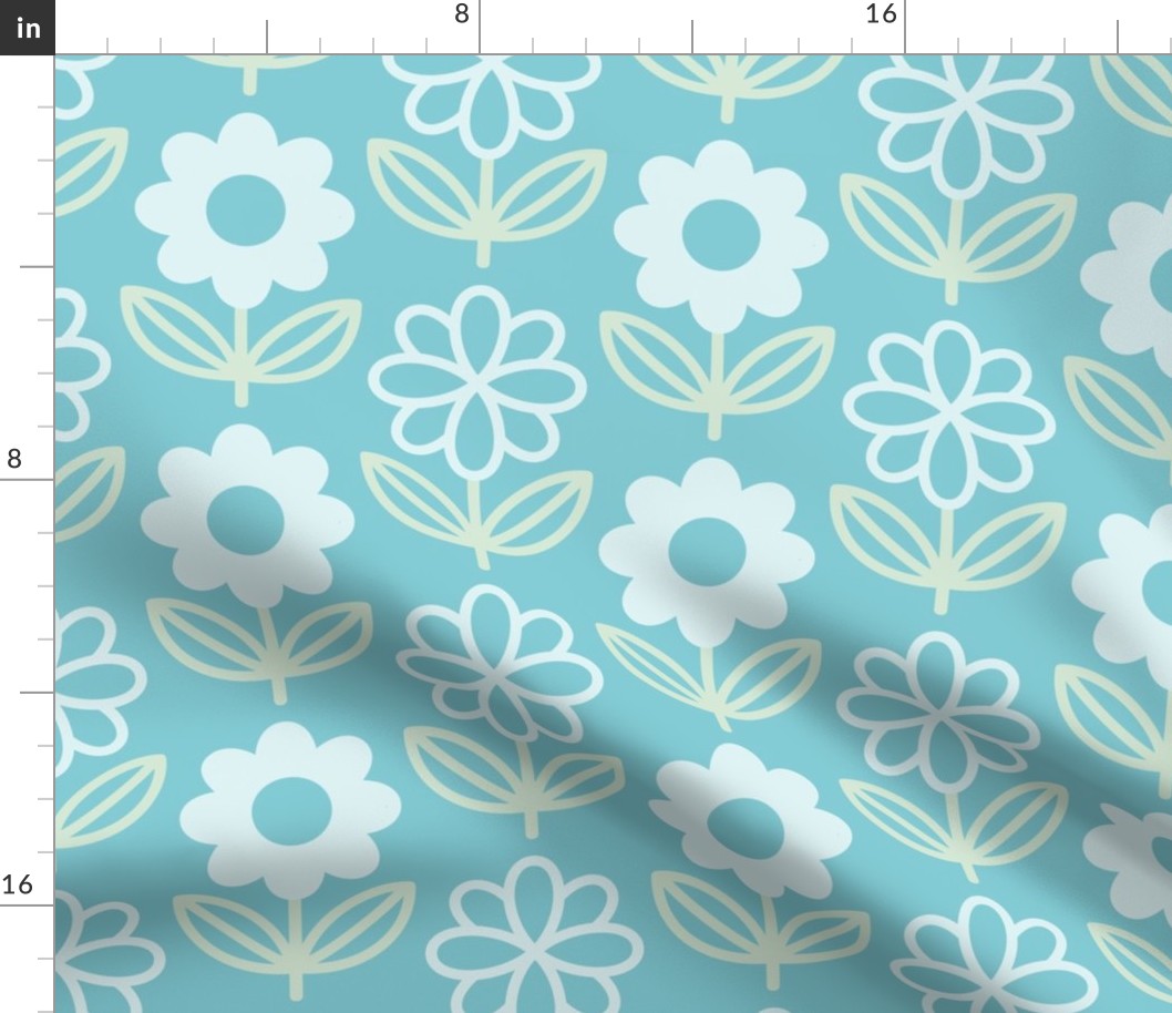 Cute floral mint blue pattern