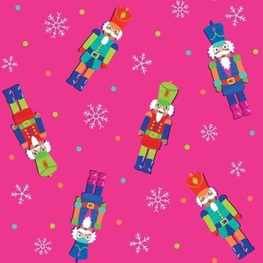christmas nutcrackers toy soldiers pink