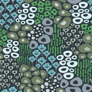 Moss Garden with Rocks and Stones - Abstract Shapes