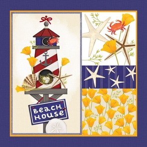 Beach Lighthouse Collage - 9 inch block