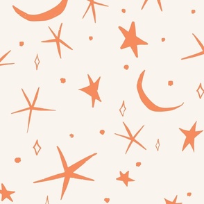 Halloween dream moon and stars orange 12x12