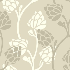 Large Wallpaper / Medium Fabric Neutral Tropical Vines