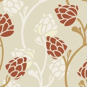 Large Wallpaper / Medium Fabric Red Vines Tropical