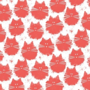 cat - fluffer cat coral - cute fluffy cats - cat fabric