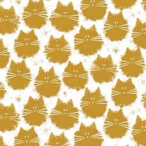 cat - fluffer cat mustard - cute fluffy cats - cat fabric