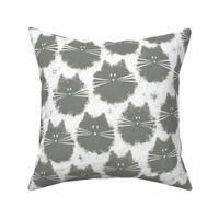 cat - fluffer cat pewter - cute fluffy cats - cat fabric