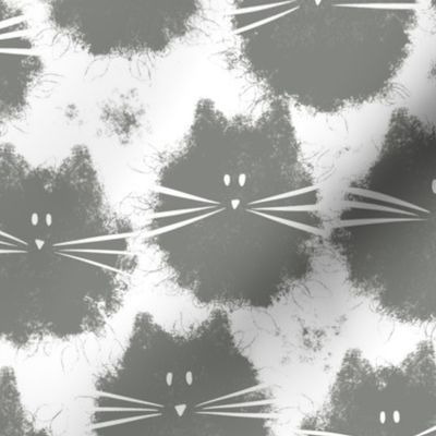 cat - fluffer cat pewter - cute fluffy cats - cat fabric