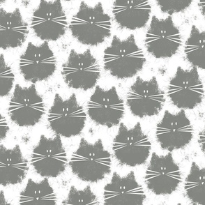 cat - fluffer cat pewter - cute fluffy cats - cat fabric