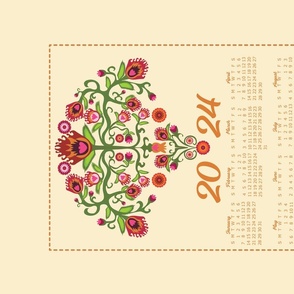 Polish Folk Art Floral-Wycinanki-on ream-2024 Calendar