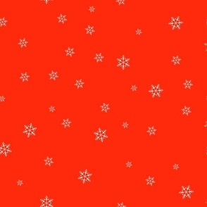 Snowflake pattern red - fabric repeats every 10.50in x 10.50in, wallpaper 24in x 24in