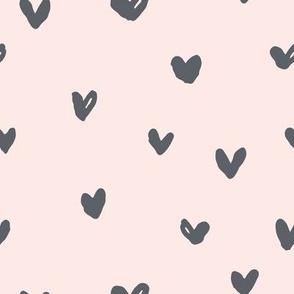 hand-drawn hearts gray on pink