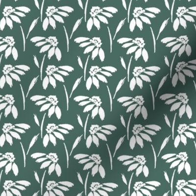 Small // Wynona: Coneflowers, Echinacea Daisy Wildflower - Pine Green