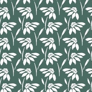 Small // Wynona: Coneflowers, Echinacea Daisy Wildflower - Pine Green