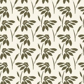 Small // Wynona: Coneflowers, Echinacea Daisy Wildflower - Cream & Olive Green